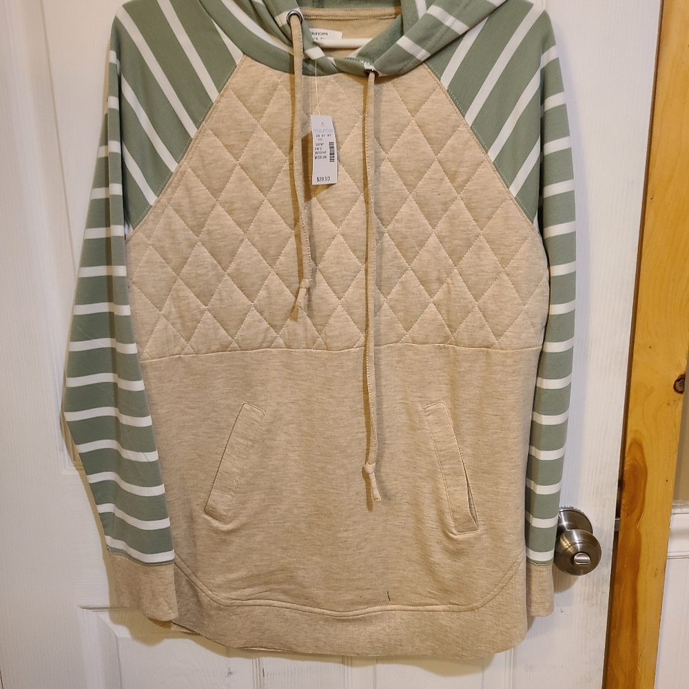 Tan/Safe Green Hooded Sweatshirt